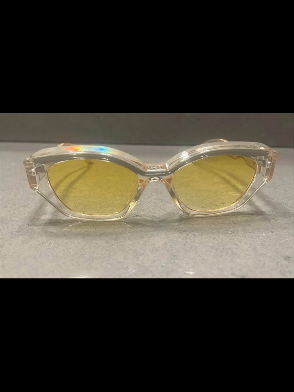 Clear Frame Sunglasses with Yellow Tinted Lenses